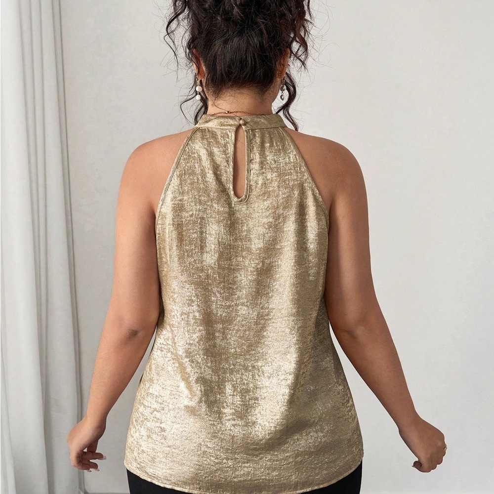 SHEIN Shimmering Gold Halter Top